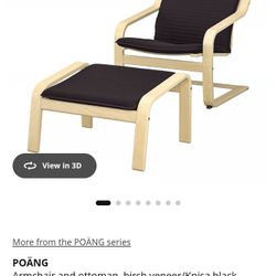 Ikea poang Chair And Stool Birch Wood With Black cushions