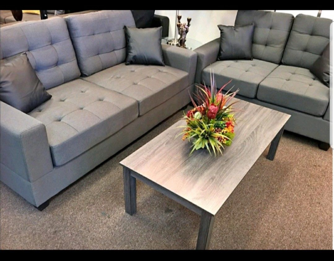 Brand New 2pc. Grey Sofa and Love Seat