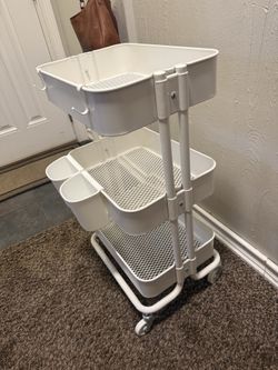 3 tier metal rolling utility cart