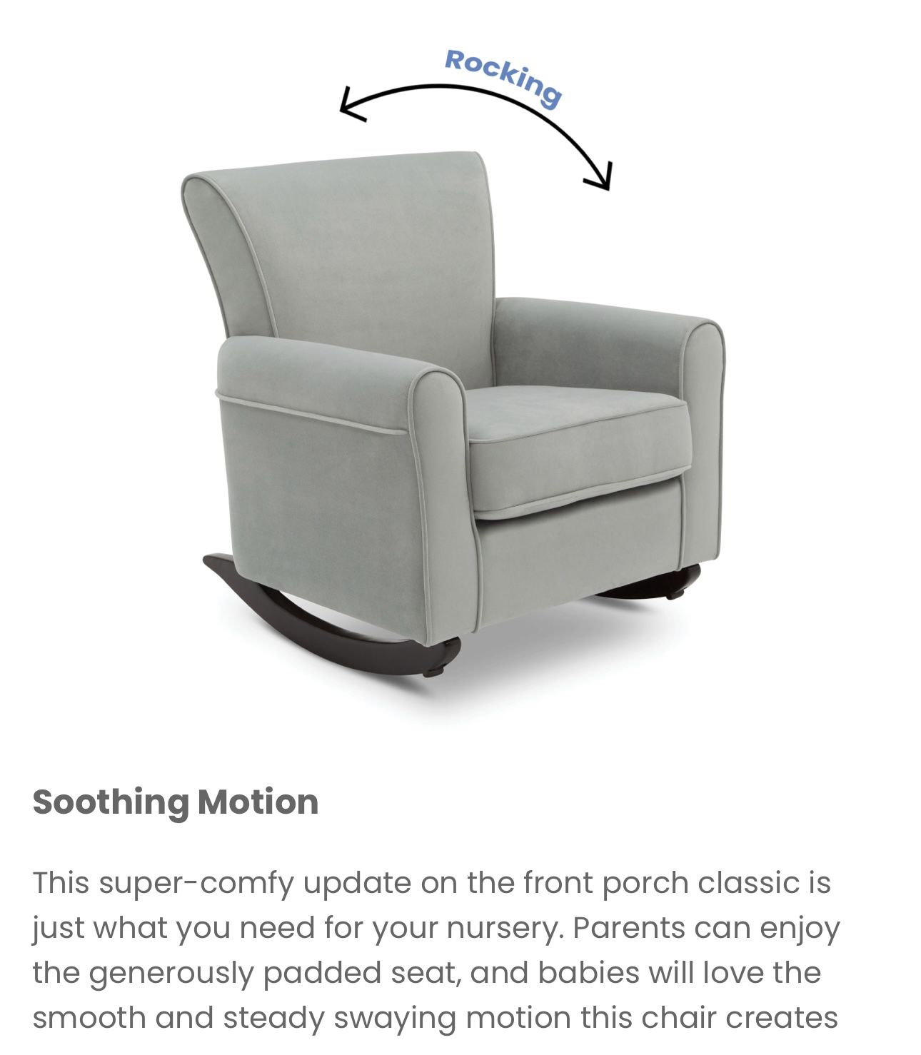 New In Box Lancaster Rocking Chair/ Grey Rocking Chair