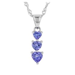 Blue Tanzanite Rhodium Over Silver Pendant with Chain .83ctw