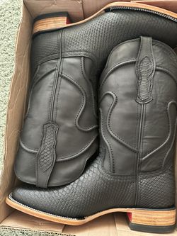 Matte Black Python- Square Toe Leather