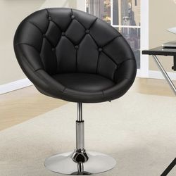 Black Tufted Swivel Adjustable Accent vanity chair
