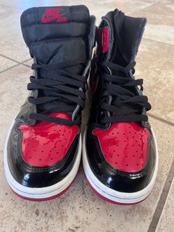 red and black glossy jordans