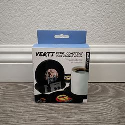 Vinyl Record Coasters with Turntable Holder