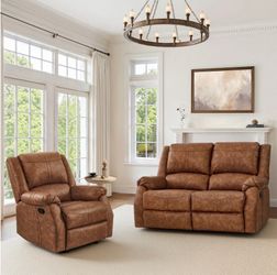 Saddle Brown genuine leather recliner sofa chairs
