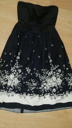 Junior strapless black floral cotton sundress size S