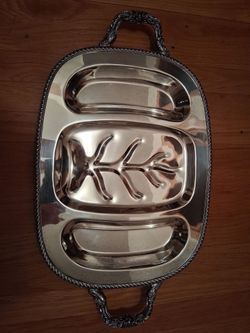 Silver-Plated Meat Carving Tray with Handles