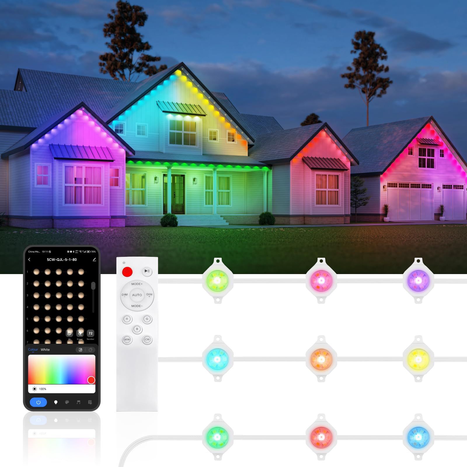 IP68 Smart RGBIC Wi Fi & Bluetooth Permanent Outdoor Lights