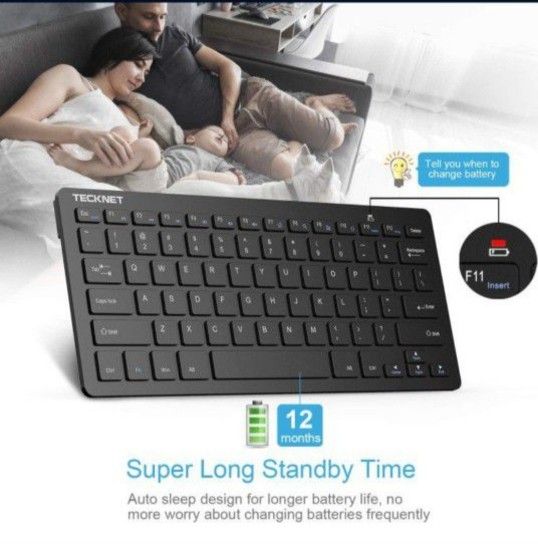 Wireless Keyboard, 2.4GHz Ultra Slim Portable Compact Wireless Keyboard for PC, Desktop, Smart TV, Smart Phone Notebook, Laptop