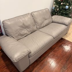 Grey Faux Leather Sofa