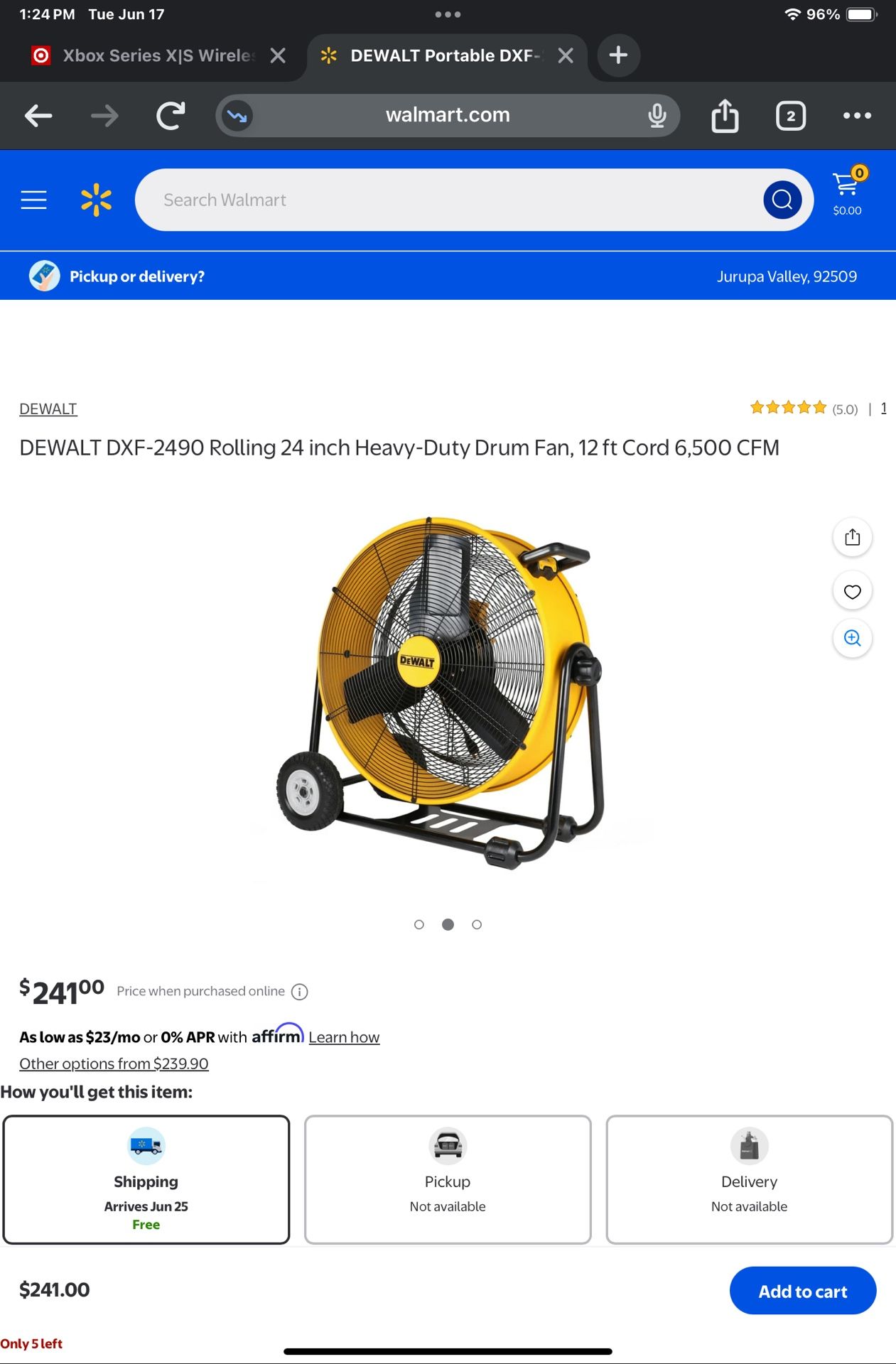 Brand New Dewalt 24” Industrial Drum Fan