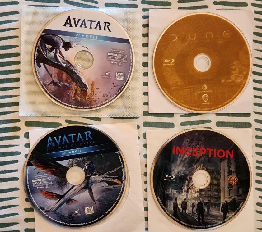 Blu-ray movies Avatar, Avatar 2 The Way of Water, Dune, Inception Collection Action Sci-Fi BD Film Disc Fantasy Sand