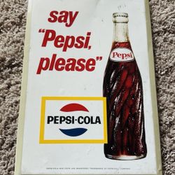 Vintage Pepsi “Say Pepsi Please” Hanging Wall Countertop 60's Display Sign