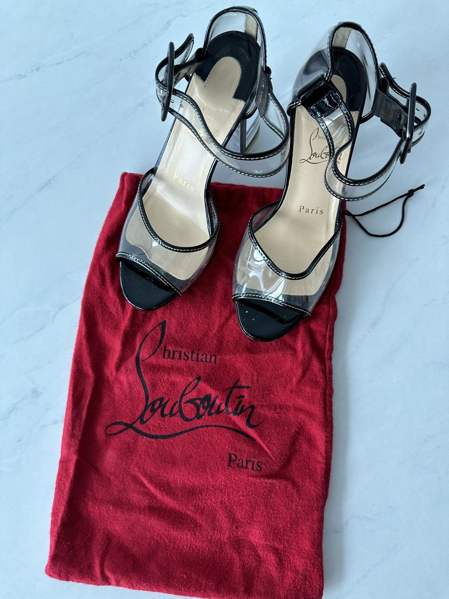 Christian Louboutin Clear Block Heels