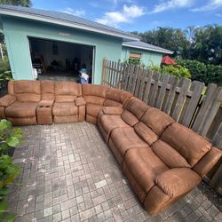 Suede Sectional with Recliners 