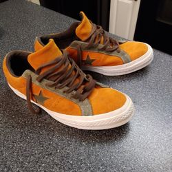 Vintage Converse. Orange Suwade  Brown  Trim In New Condition
