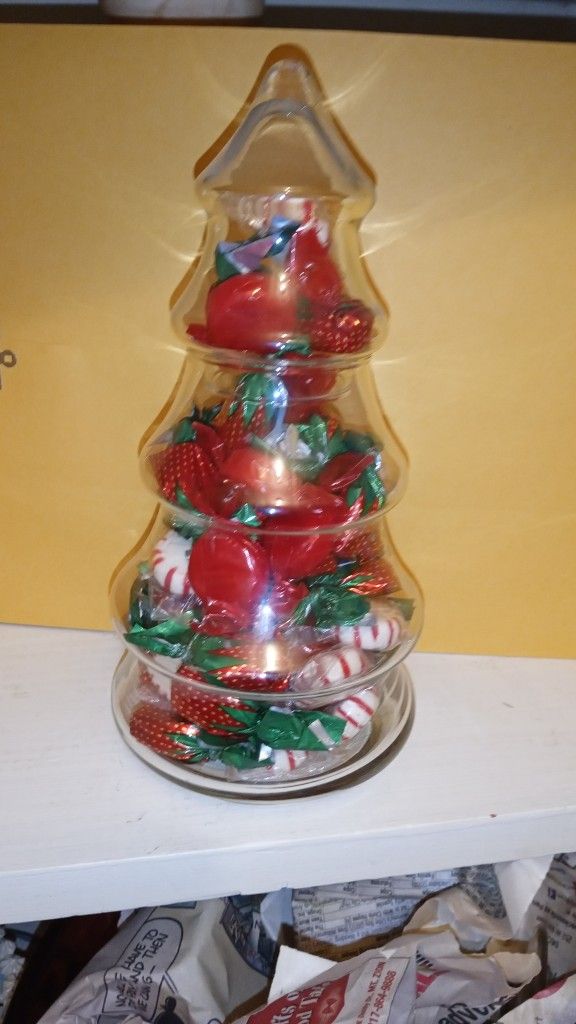 Christmas Candy In Glass Container