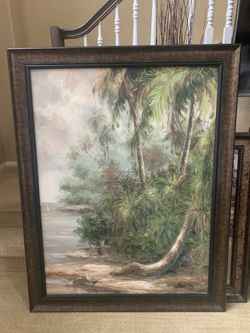 36 x 48 island palms original oil painting, Framed