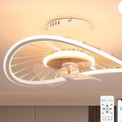 Elegant Decorative 19.6" Smart Ceiling Fan LED Remote App In White