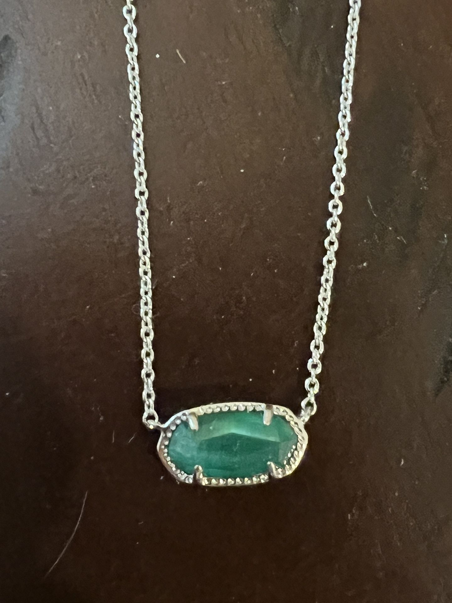 Kendra Scott Elisa Silver Pendant Necklace - Emerald Cat’s Eye