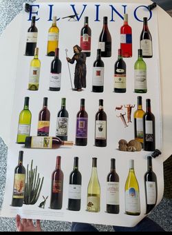 "El Vino" Vintage Wine Poster 24x36– Mexican Wine Collection Art Print $40 OBO