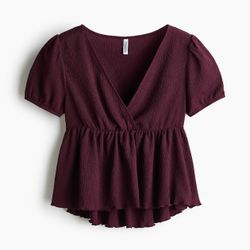 H&M Dark Plum CRINKLED JERSEY TOP