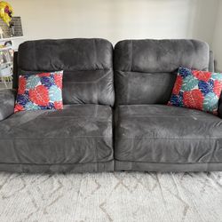 Super Comfortable Recliner 4 Seater Cushion Gray Electric Recliner Sleeper Sofa Cozy 