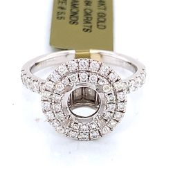 Engagement Ring Semi-Mount Setting (For 1.50 Ct. Round) W/ 0.64 Ct Diamond 14k