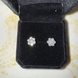 Diamond Flower Earrings Lab Grown 