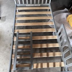 Gray toddler Bed With Two Safety Bed Rails