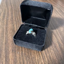 hand made turquoise & silver ring size 6.5