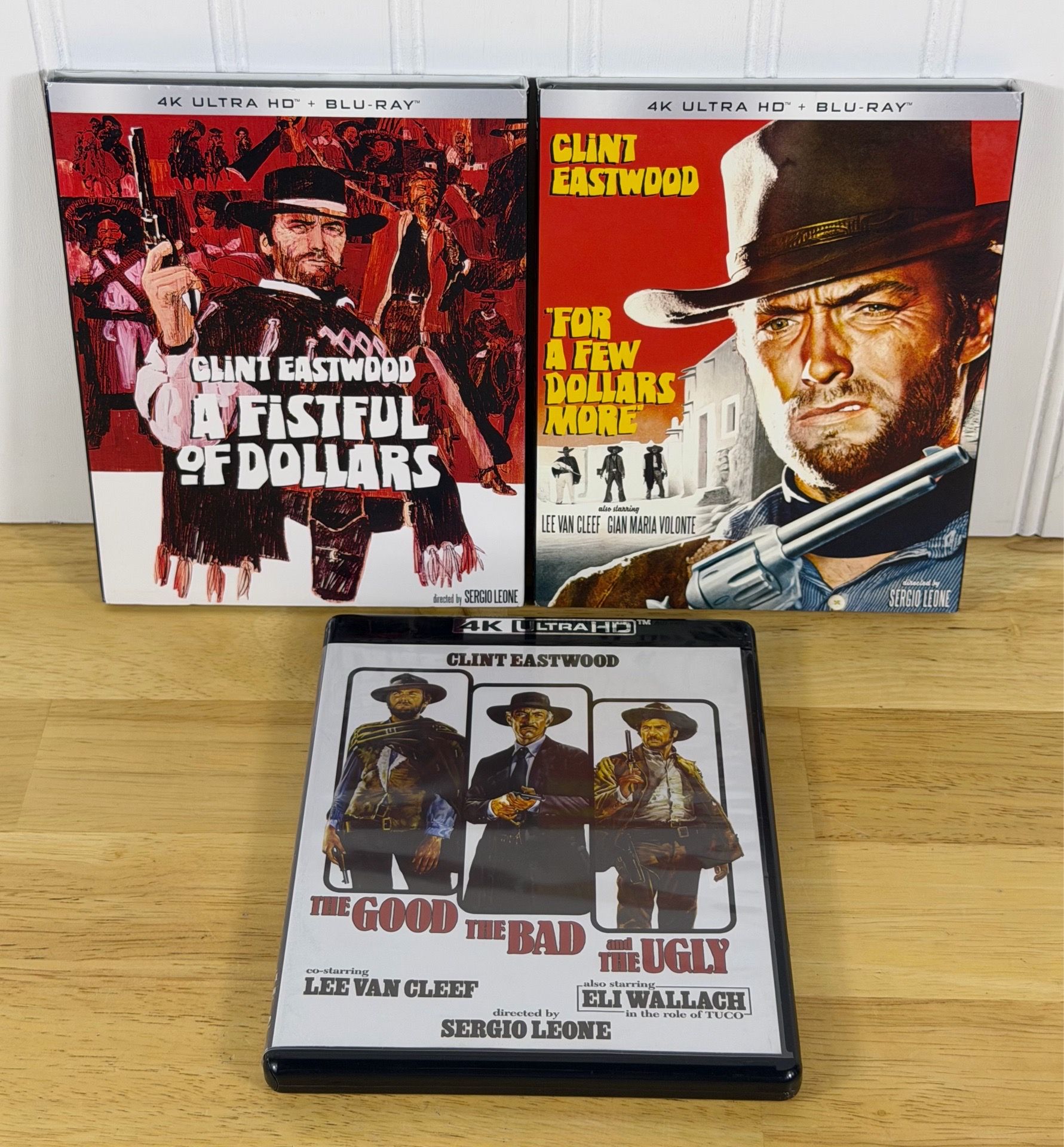 Dollars Trilogy 4K UHD Kino Lorber Fistful/Few Dollars More/Good Bad Ugly Slipcovers!