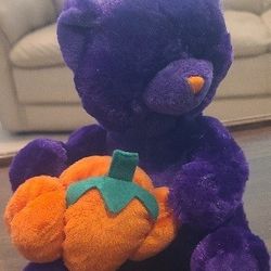 Purple Plush Bear with Pumpkin
