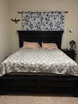 King size bed with mattress and bed frame