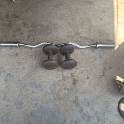 30 Pound Dambells  and Curl Bar