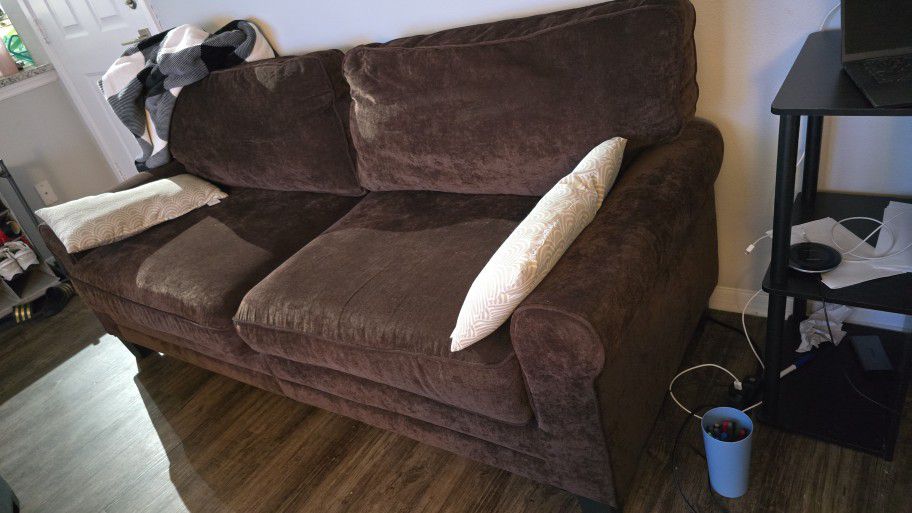 Brown Fabric Sofa Almost New