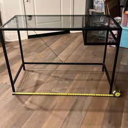 Glass Top Desk W Single Shelf 
