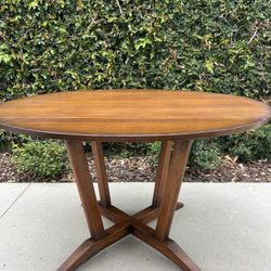 Art Deco Mid Century Modern Drop Leaf Oak Dining Table