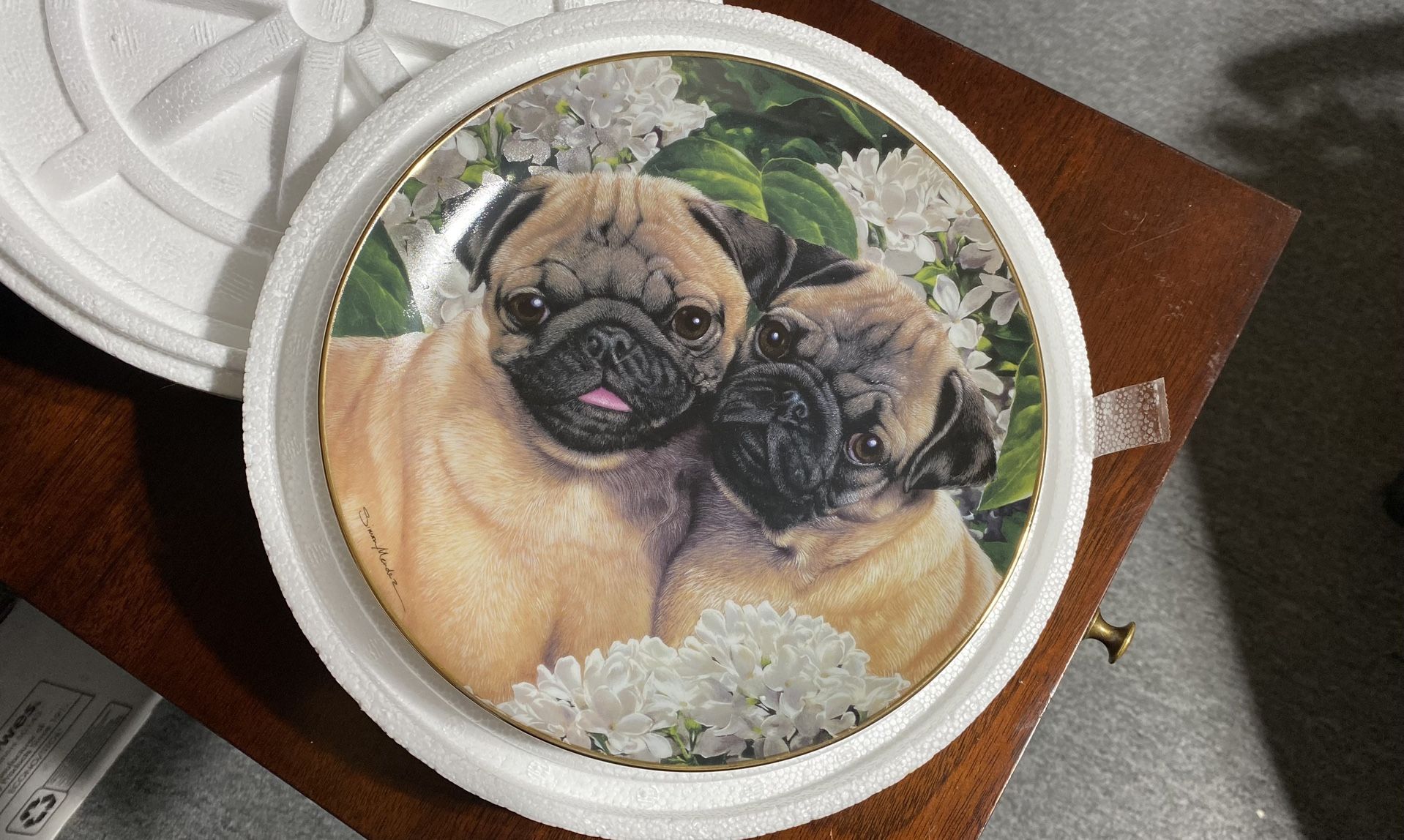 Retired Limited Edition Pug Love Plate - LOOK!