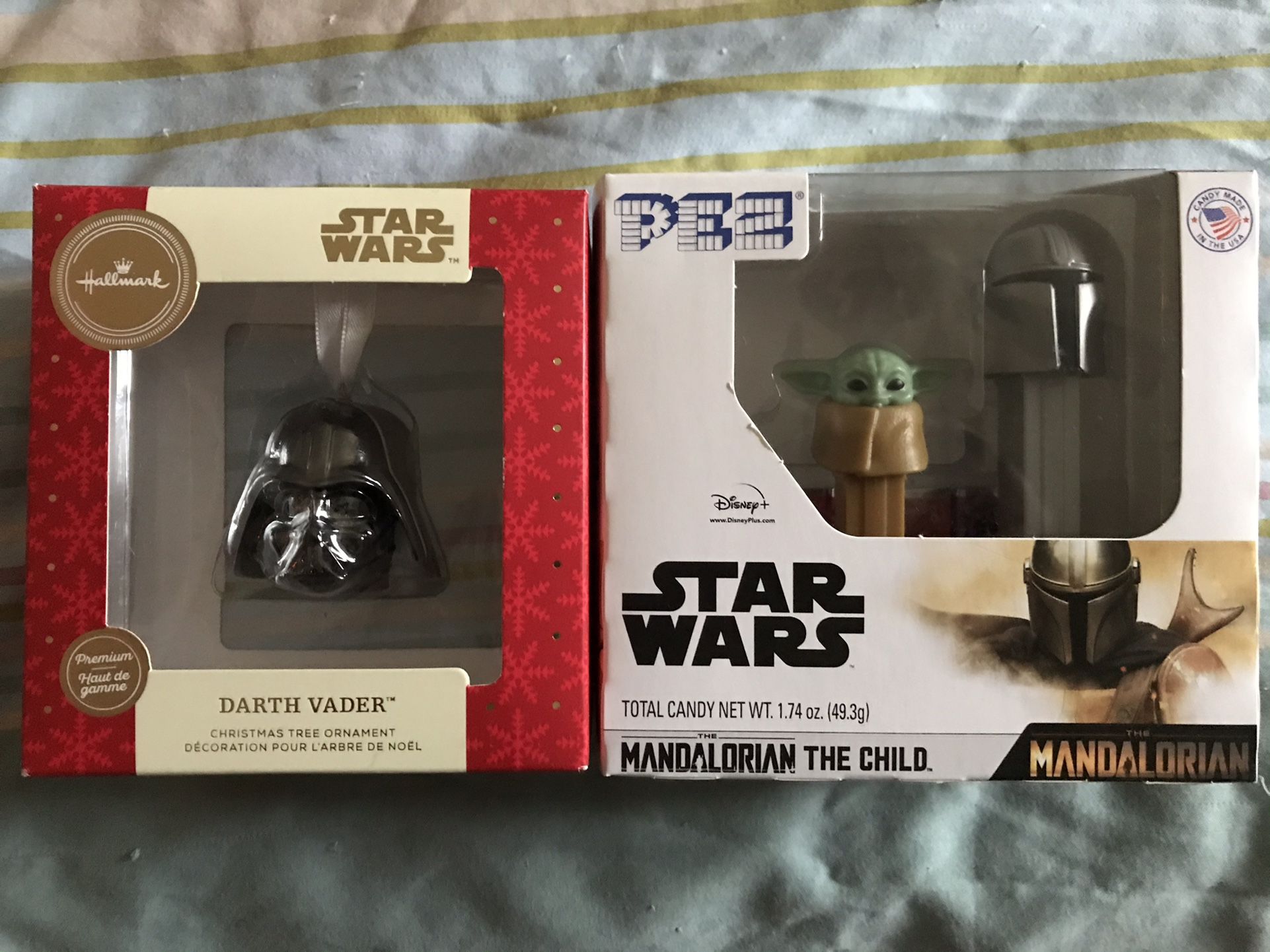 Star Wars Bundle: Darth Vader Hallmark Ornament & Mandalorian + The Child Pez dispenser