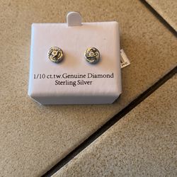 Sterling Silver 1/10 Ct TW Earrings 