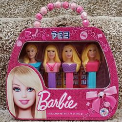 4 BARBIE PEZ IN LIMITED EDITION TIN PURSE 2012 