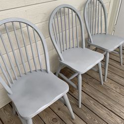 Three (3) Windsor Chairs Grey
