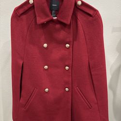 Forever 21 cape coat double breasted in red