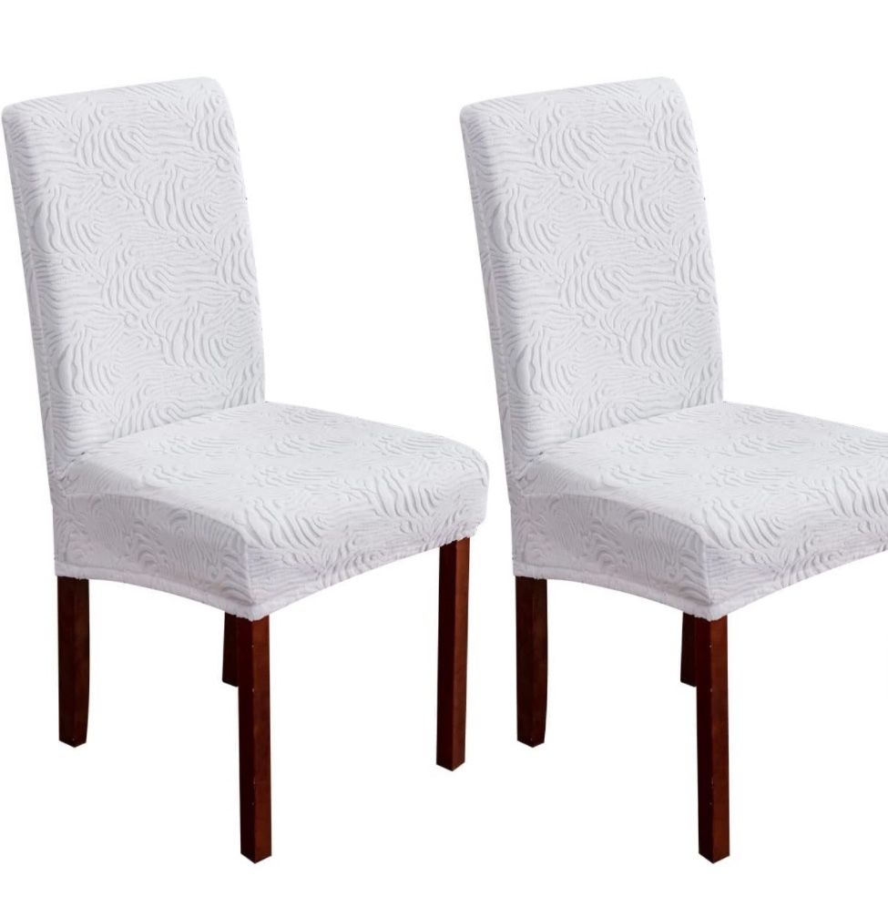 Dining Chair Covers, Stretch Chair Covers Parsons Slipcover, Removable, Washable, White, 2 pack