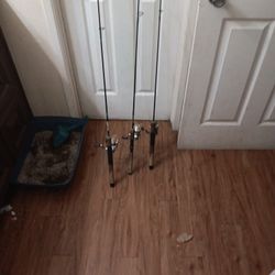 3 Fishing Rods 7 1/2 Foot Jig Rod  7 Foot Bait Rod With  Titainiam Guides  Both With Shamano  1000 Reels And 6 Ft G Loomas 1pc Bait Rod