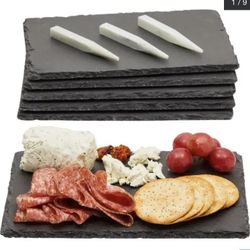 6 Pack Mini Slate Charcuterie Boards - 8.75"L x 6"W x 0.1"Th