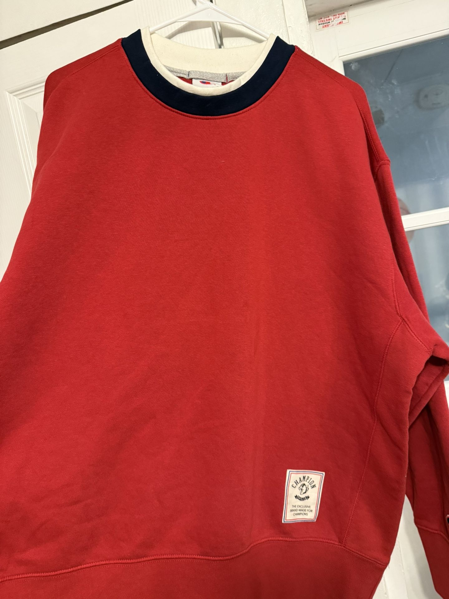 Champion Men's Double Ribbed Red Sweatshirt