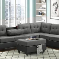 Reversible Sectional + Ottoman Couch Set 